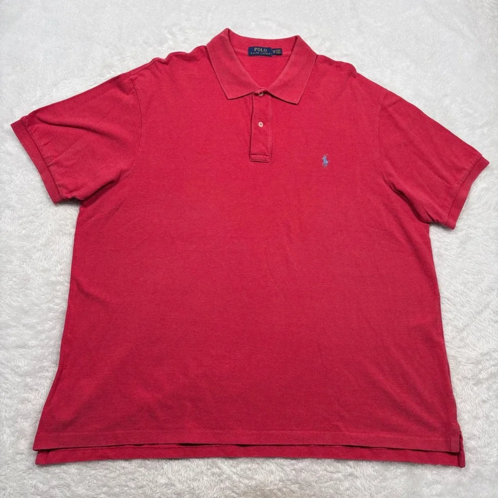 Polo Ralph Lauren Polo Shirt Mens 2XB BIG Red Short Sleeve BOXY Pony Logo Preppy